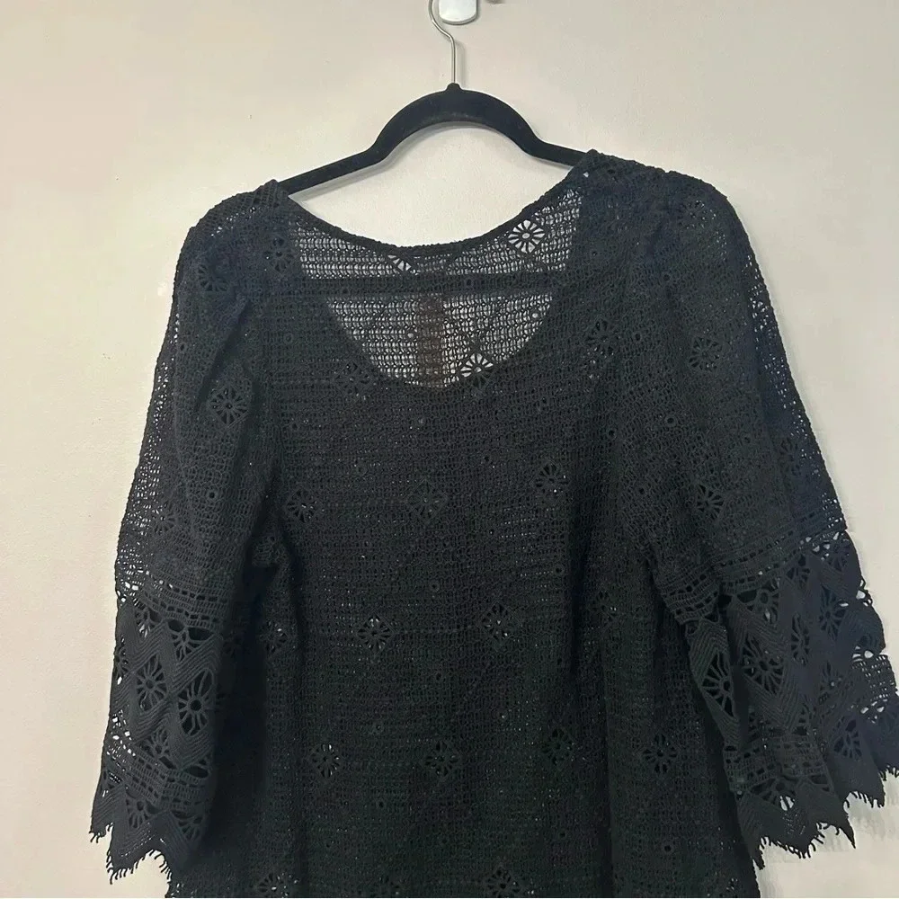 Eberjey Havanera Georgia Black Lace Dress or Swimsuit Coverup w/ Belt S/M NWT